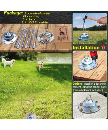 360 Swivel Dog Tie Out Cable and Stake - Heavy Dog Yard Stake Rust Proof Dog Tether Holds 1000Lbs of Pull Force - 30ft Dog Runner Cable for Yard Camping Outdoor dog stake with 20ft tie out cable - Buy Online on GoSupps.com