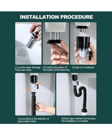 Saddgo Popup Basin Waste Drainer Universal Washbasin Drainer with Flexible Drain Down Hose & Popup Filter Sink Plug Durable stainless steel+ABS - Buy Online on GoSupps.com
