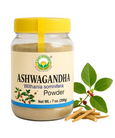 BASIC AYURVEDA Ashwagandha Root Powder | Withania Somnifera Herbal Powder for Smoothies, Tonics & Recipes | Natural Ayurvedic Ingredient | No Fillers, No Additives | 7.05 Oz (200g)