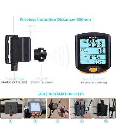 RISEPRO Wireless Bike Computer Speedometer Odometer Multi-Function Waterproof Display with Backlight - Buy Online on GoSupps.com
