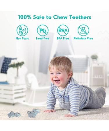 NPET Teething Toy for Babies 3-12 Months - Gray Dinosaur Baby Teether with Anti-Drop Pacifier Clip - Sore Gums Relief Chew Toy - BPA-Free for Boys and Girls - Buy Online on GoSupps.com