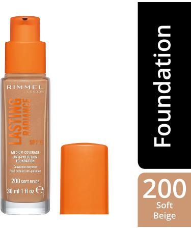 Rimmel Lasting Radiance Medium Coverage Anti Pollution Foundation SPF 25 30ml - Soft Beige (Improved Formula) - Buy Online on GoSupps.com