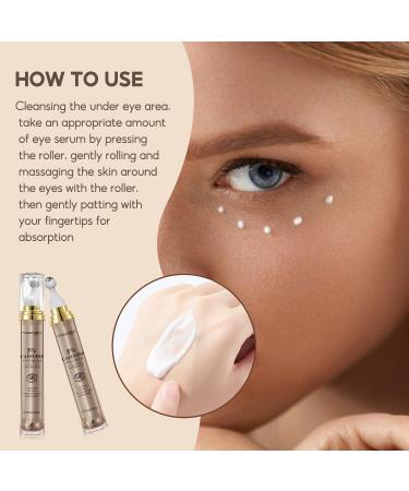 5% Caffeine Eye Serum with 360 Massage Ball for Puffiness Fine Lines & Wrinkles - Anti-Aging Hydrating Formula with Hyaluronic Acid Niacinamide - Buy Online on GoSupps.com