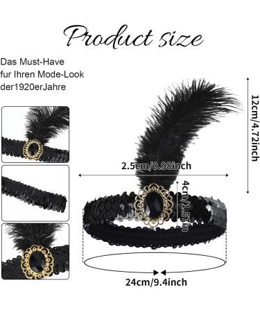 WLLHYF 1920s Headbands for Women Black Feather Hairband Rhinestone Crystal Flapper Headpiece 20s Vintage Beaded Leaf Hairband Hair Valentines Accessory for Girls Costume Party (Black Crystal) - Buy Online on GoSupps.com