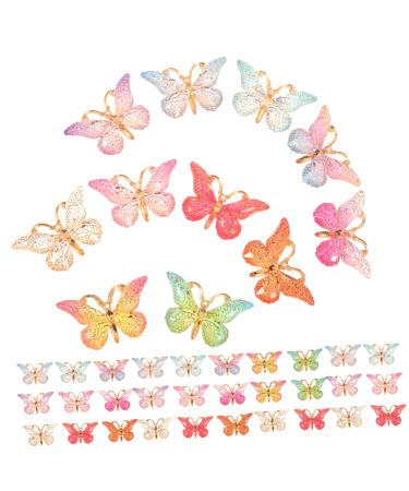VILLCASE 50 Pcs Butterfly Charms Post Brackets Butterfly Enamel Charms Butterfly Beads Wedding Decorations Cute Charms for Bracelets Butterfly Earrings Charms Plastic Modeling Accessories