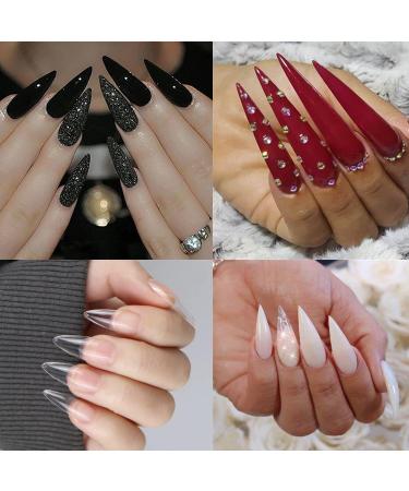 Stiletto Nail Tips 120pcs Soft Gel Press on Nails Pre-shaped Full Cover Long Acrylic French False Nails | 12 Sizes - Buy Online on GoSupps.com