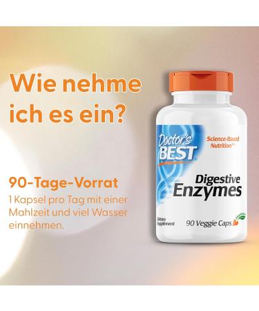 Doctor's Best Digestive Enzyme - 90 Vegetarian Capsules | Gluten-Free Soy-Free Non-GMO Enzyme Mix - Laboratory Tested for Optimal Digestion - Buy Online on GoSupps.com
