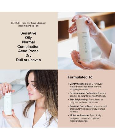 REFRESH Jade Purifying Cleanser - All Skin Types Emollients & Ceramides for Brighter Skin - 6.7 Oz - Buy Online on GoSupps.com