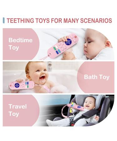 ISEAINNO 1 Pack Remote Control Teether Toys for Babies 3-12 Months - BPA Free Silicone Teething Toys in Pink - Buy Online on GoSupps.com