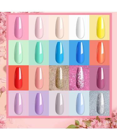 Saviland 29 Pcs Dip Powder Nail Kit Starter - Sakura Love 20 Colors Dipping Powder Set for DIY and Salon at Home - Buy Online on GoSupps.com