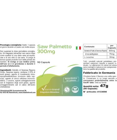 Saw Palmetto 300mg - Vegan High-Dose Supplement - 90 Bioavailable Capsules from Germany | Vitamin Trend - Buy Online on GoSupps.com