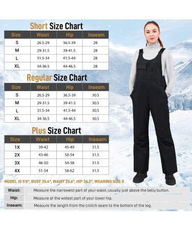 Sportneer Women's Insulated Snow Bibs with Front Pockets - Black Ski Overalls (Regular/Large) - Buy Online on GoSupps.com