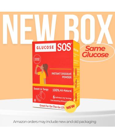 Glucose SOS Glucose Powder Packets with Natural Dextrose, Fast-Absorption That Instantly Dissolves in Your Mouth with No Water Needed, Sweet & Tangy 6 Servings 0.55 Ounce (Pack of 6) Sweet & Tangy - Buy Online on GoSupps.com