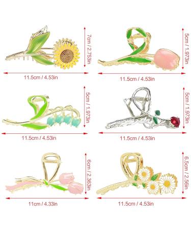 6 Pcs Cute Large Tulip Flower Metal Hair Claw Clips | NonSlip Strong Hold Barrettes for Women and Girls with Long Hair | Fashion Hair Accessories (A Style) - Buy Online on GoSupps.com