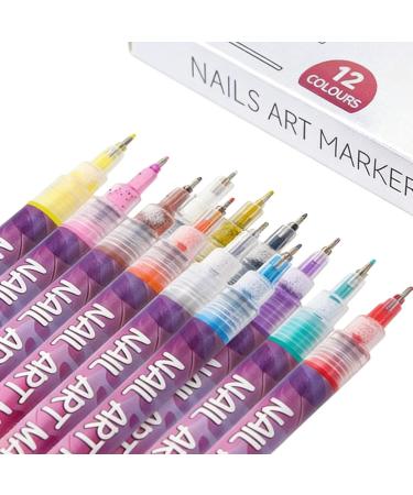 Lot de 12 stylos ongles - Hautement pigment s et s chage rapide - Pour femmes et filles - Pour d butants et la maison - Pour le dessin au quotidien en salon et en studio - Pour les femmes les Pointe aiguille - Buy Online on GoSupps.com