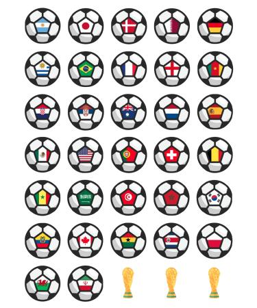 35 x Pre Cut World Cup Flags Football Cupcake Toppers/Decorations Edible Wafer Paper - Buy Online on GoSupps.com