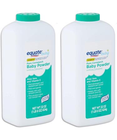 Pure Cornstarch Baby Powder Bundle - 2x 22oz Canisters with Aloe Vera & Vitamin E, Compressed Facial Sponge - Buy Online on GoSupps.com