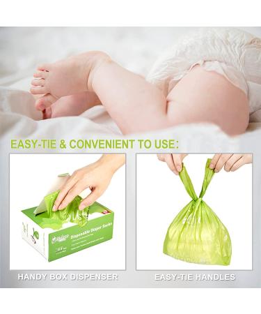 300 Count Oxo-Biodegradable Baby Diaper Bags with Easy-Tie Handles - Unscented Diaper Disposal & Pet Waste Bags - Buy Online on GoSupps.com