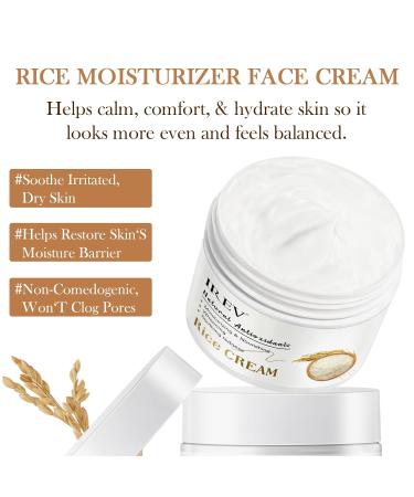 IREV Rice Moisturizing Cream Hydrating Face Moisturizer For Dry Combination Skin Daily Face Cream Targets Dryness Strengthens Skin Barrier Lightweight Fast Absorbing 1.76oz 50g - Buy Online on GoSupps.com