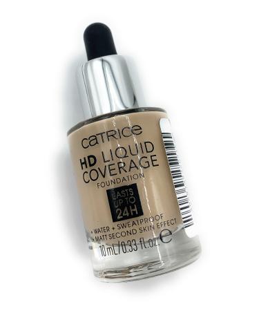 Catrice Mini HD Liquid Coverage Foundation Make Up No. 010 Light Beige Nude for combination skin for impure skin long -lasting matt matt vegan oil -free water -free (10ml) Light beige 10 ml (1 Pack)