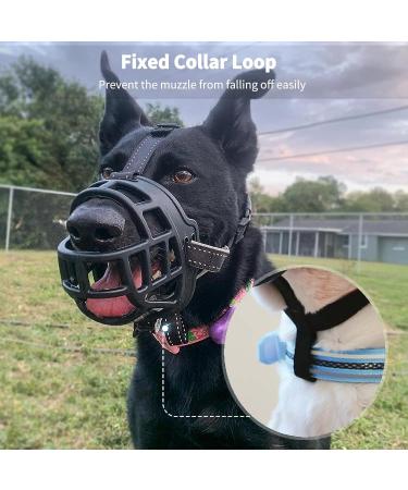 Barkless Dog Muzzle - Soft Silicone Anti-Bite & Chew Enables Drinking & Panting Fits Snout 6 -7 Black | International Shipping - Buy Online on GoSupps.com