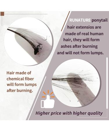Buy 55cm Runatur Real Hair Ponytail Extensions - Brown & Blonde Highlights Human Hair 80g - Buy Online on GoSupps.com