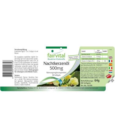 Fairvital | Evening primrose oil 500mg - 45 days - Highly dosed - 90 capsules - rich in GLA - Buy Online on GoSupps.com