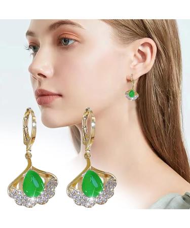 Earrings for Women Green Leaf Silver Stud Earrings Opal Leaf Buckle Earrings Premium Diamond Green Leaf Silver Stud Earrings Earrings for Women - Buy Online on GoSupps.com