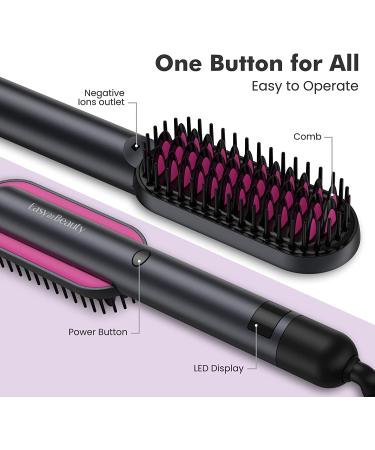 EasyinBeauty Ionic Hair Straightener Brush with 4 Adjustable Levels - Professional Fast-heating Straightening Brush for Smooth, Silky Hair - Ceramic Brush with LED - Buy Online on GoSupps.com