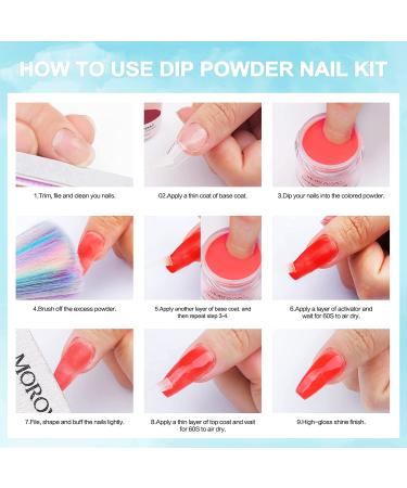 MOROVAN Dip Powder Nail Kit - 22 Colorful Dipping Powders - Starter Set with Base, Top Coat, Activator - Glitter Yellow Purple French Nails - 30Pcs Green Dipping Powder - Buy Online on GoSupps.com
