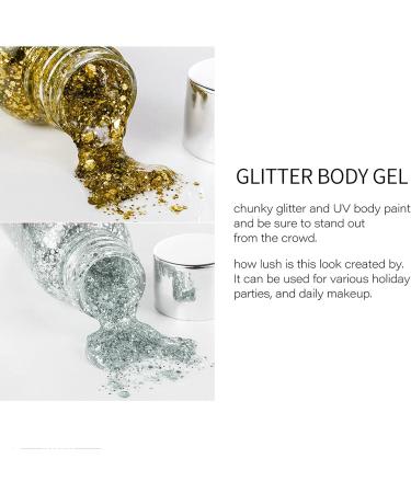 Mermaid Sequins Body Glitter Gel - Silver Sparkling Chunky Glitter for Face, Hair, and Nails - Perfect for Christmas Festival Parties! - Buy Online on GoSupps.com