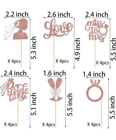 SAMOKA Wedding Cake Toppers 24 PCS Wedding Engagement Party Cake Decorations Bridal Shower Wedding Engagement Party Supplies - Buy Online on GoSupps.com