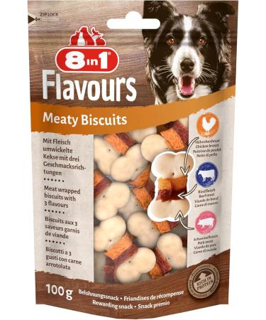 8in1 Flavours Meaty Dog Biscuits - Delicious 3-in-1 Treats for Dogs | 100g International Shipping - Buy Online on GoSupps.com