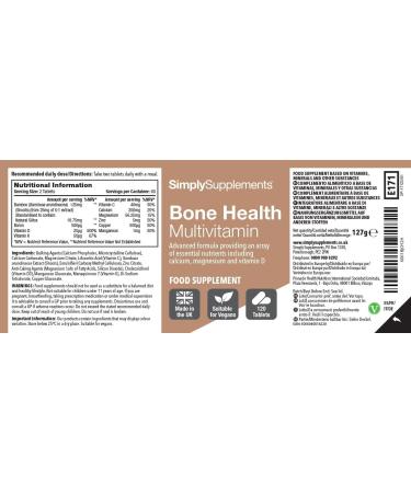 Bone Health Multivitamins | With Calcium Magnesium Zinc Copper and Vitamin C | 120 Tablets 2 Month Benefit | Vegetarian & Vegan Friendly | Simply Supplements - Buy Online on GoSupps.com