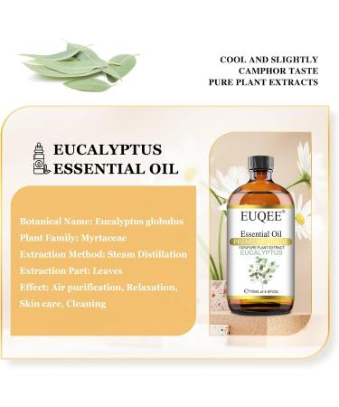 EUQEE Eucalyptus Essential Oil 118ml - Pure Natural Oil for Diffusers - Home Aromatherapy Relaxation - Pack of 1 - Buy Online on GoSupps.com