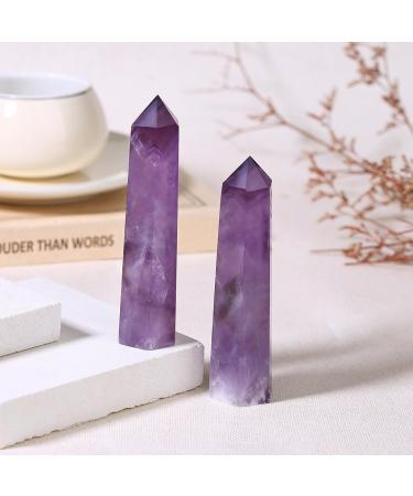 Amethyst Crystal Wand - Natural Gemstone Hexagonal Point for Reiki Therapy - Buy Online on GoSupps.com
