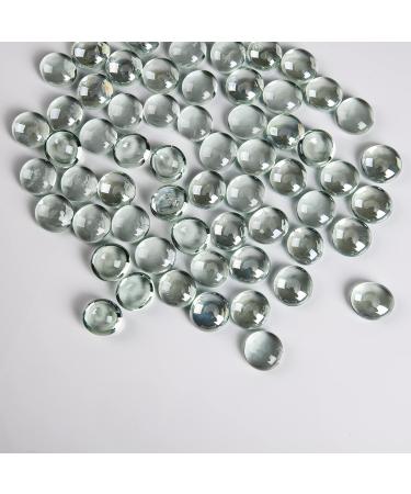 Hisredsun 290 pieces of glass pebbles 1.35 kg flat marble pearls vase filling stones fire glass stones artificial crystals gemstones decorative stones river pebbles for aquarium flowerpot landscape construction around colorless
