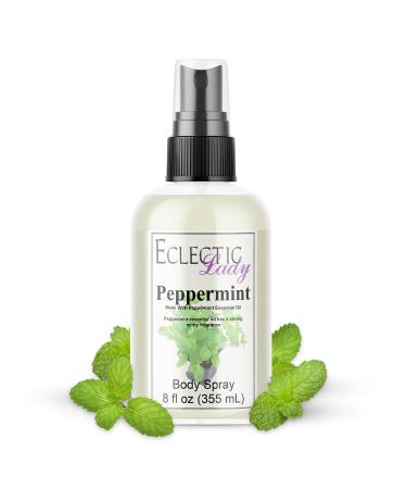 Peppermint Essential Oil Body Spray 8 ounces Body Mist for Women with Clean Light & Gentle Fragrance Long Lasting Perfume with Comforting Scent for Men & Women Cologne with Soft Subtle Aroma For Regular Strength 8 Fl Oz (Pack of 1)