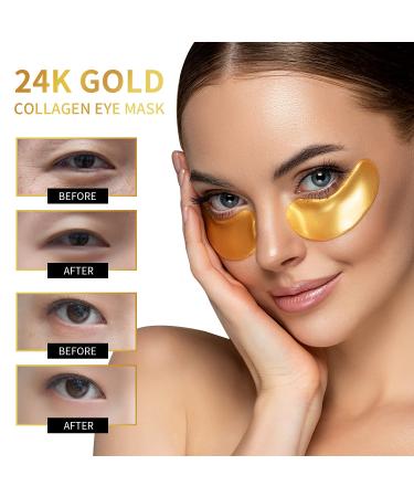 24K Gold Under Eye Masks - Anti-Dark Circles & Puffiness Relief - 60 Pads for Moisturizing & Anti-Aging - Buy Online on GoSupps.com