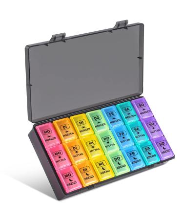 Opret tablet box 7 days in the morning pill can 7 days 3 compartments weekly pills box tablet box medication box with large compartments for medication vitamins fish oil etc. (black) Transparent black lid - Buy Online on GoSupps.com
