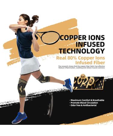 2 Pack Copper Knee Support for Women/Men - Knee Brace Compression Sleeve Best Knee Sleeves Supports for Arthritis Meniscus Tear Knee Joint Pain MCL ACL Running Sports L Copper (Pack of 2) - Buy Online on GoSupps.com