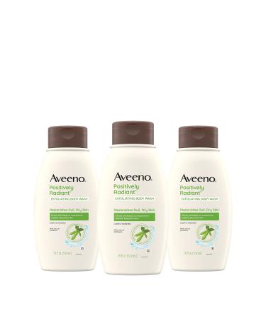 Aveeno Positively Radiant Exfoliating Body Wash with Soy Extract  Lightly Scented Body Cleanser Replenishes Dull  Dry Skin & Exfoliates to Reveal More Radiant  Beautiful Skin  18 fl. oz