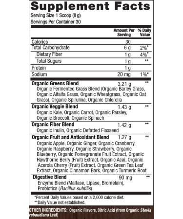 PlantFusion Fruitful Super Greens Powder - Organic Fermented Juice Blend with Probiotics Prebiotic Fiber & Digestive Enzymes Non-GMO Vegan Gluten-Free - 30 Servings - Buy Online on GoSupps.com