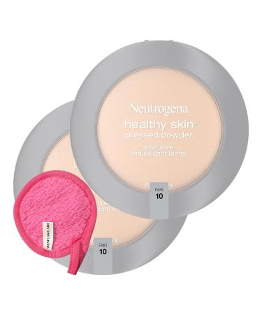Healthy Skin Pressed Powder Compact | Bundled with Westlake Art Makeup Cleansing Cloth - Fair Shade Antioxidant & Pro Vitamin B5 Flawless & Natural Finish Non-Comedogenic Pack of 2
