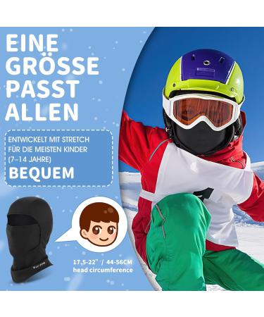 IcocoPro Storm Hood for Children - Windproof Balaclava Warm Ski Mask Black - Perfect for Winter Sports & Cycling - Buy Online on GoSupps.com