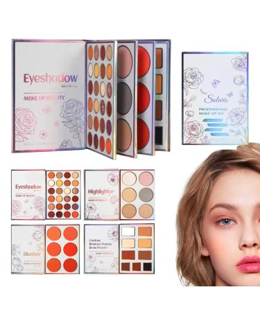 Palette Maquillage Livre - Portable 4 Couches 45 Couleurs Palette Blush Et Highlighter | Pour Quotidien Voyage Rencontres D placements S ance Photo Anniversaire