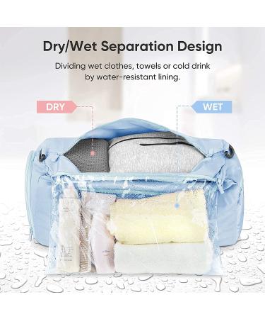 Baleine Waterproof Gym Bag for Women and Men - Small Duffel for Sports & Weekend Getaway - Lightweight Carryon with Shoe & Wet Clothes Compartments - Medium Azure - Buy Online on GoSupps.com