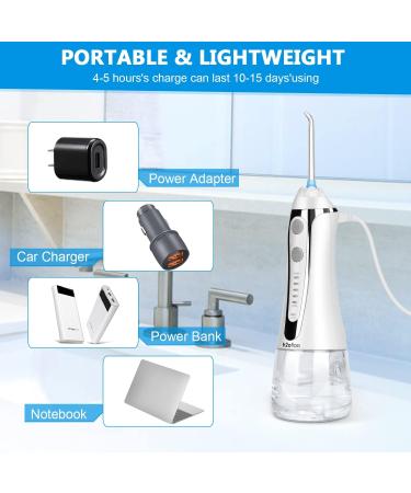 H2ofloss Cordless Water Flosser - 5 Modes Oral Irrigator for Home/Travel, IPX7 Waterproof, USB Rechargeable - White - Buy Online on GoSupps.com