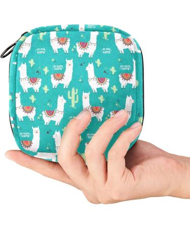 Alpaca Cactus Pattern Sanitary Napkin Storage Bag - Portable Menstrual Period Kit for Women, Teens, and Girls - Color 6 - Buy Online on GoSupps.com