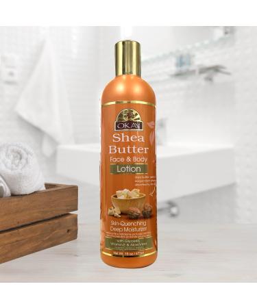 OKAY | Shea Butter Face and Body Lotion | For All Skin Types | Helps Restore Elasticity | With Glycerin Vitamin E & Aloe Vera | Free of Paraben Silicone | 16 oz Shea Butter 16 ounce (Pack of 1) - Buy Online on GoSupps.com